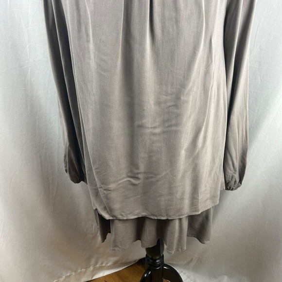 Free People Layered Mini Dress Women Medium Plunge V Neck Long Sleeves Gray - Picture 9 of 10